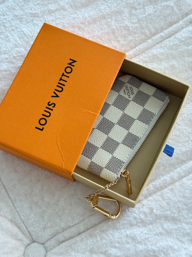 Louis Vuitton Damier Azur Pochette Cls Key Pouch Coin Purse Card Holder